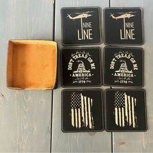 Nine Line Apparel Leather Coasters Set Of 6 With Holder